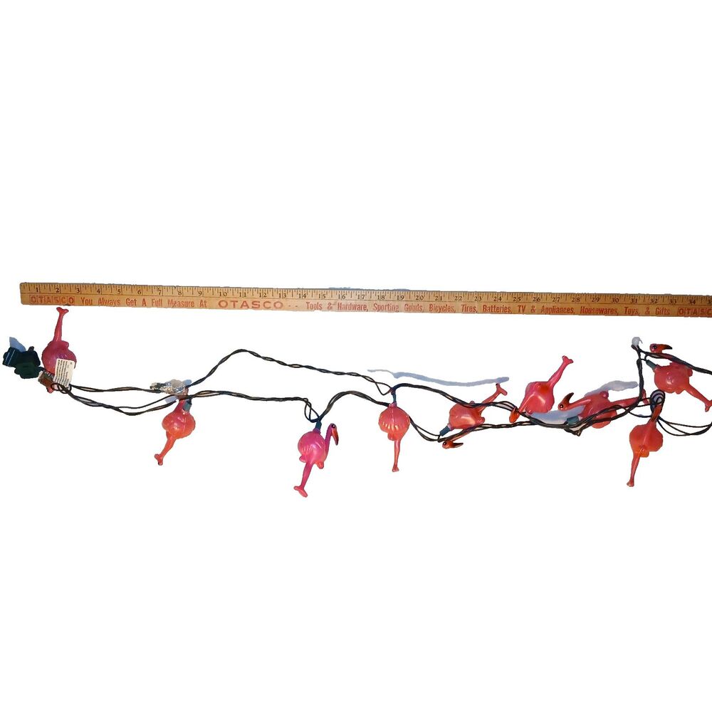 Pink Flamingo Blow Mold String Lights x10 Patio Garden Party Electric 88" Long